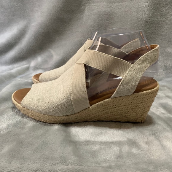 Sonoma Goods For Life Shoes - Sonoma Womens Vitalize Beige Espadrille Wedge Sandals 8.5 M Boho Resort Flaw